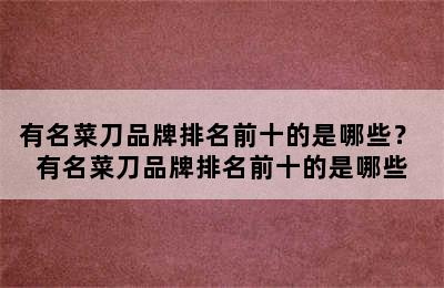 有名菜刀品牌排名前十的是哪些？ 有名菜刀品牌排名前十的是哪些